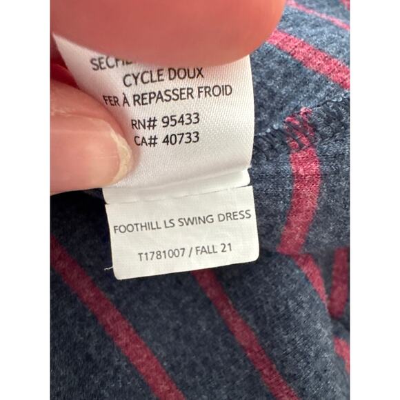 Toad&Co Foothill Long Sleeve Swing Dress True Navy Stripe Small - Picture 10 of 10